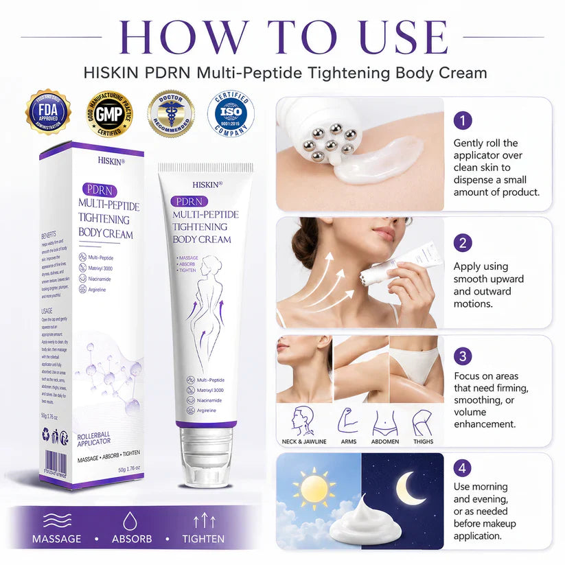 FDA-certified Peptide Massage Roller Cream — offers benefits including anti-aging, moisturizing, firming and lifting, skin repair, evening out skin tone, treating acne and fading spots, removing warts and moles, and alleviating symptoms of psoriasis.