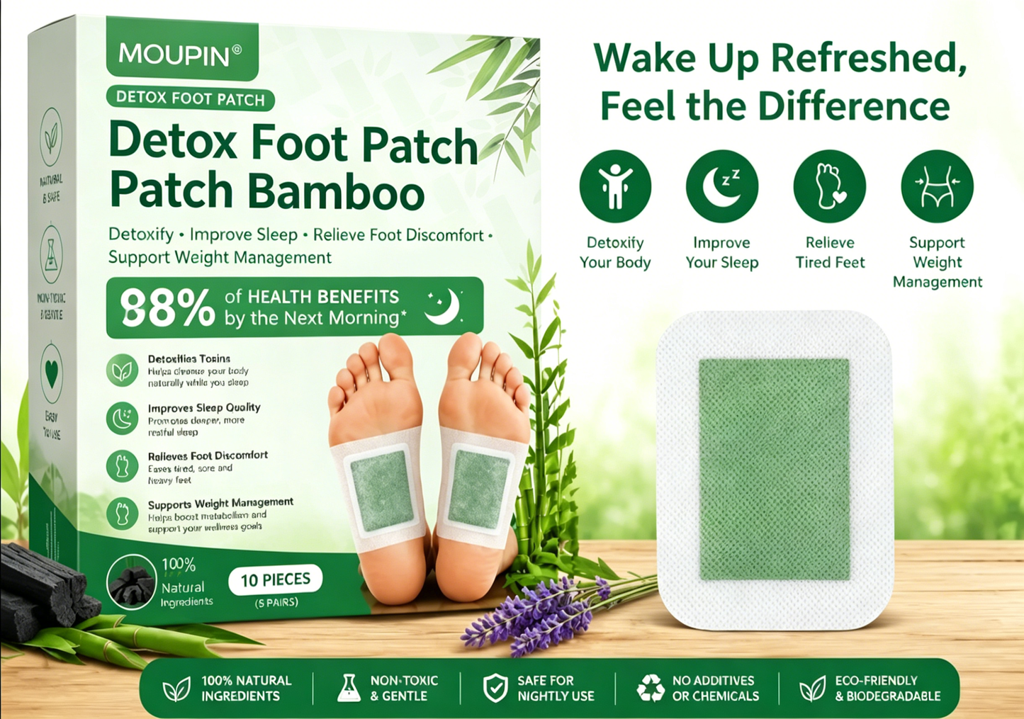 Brand New Upgrade🌿 FootPatch 10-Pack – Enhanced Herbal Detox, Weight Control, Sleep Support & Pain Relief