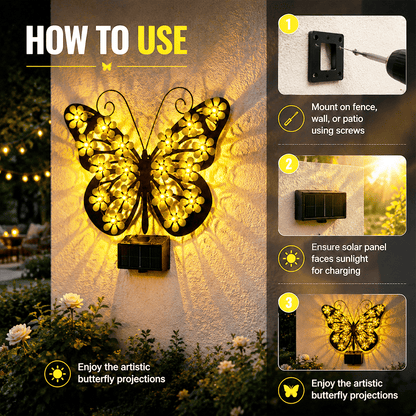 Beautiful Solar Metal Butterfly Garden Light