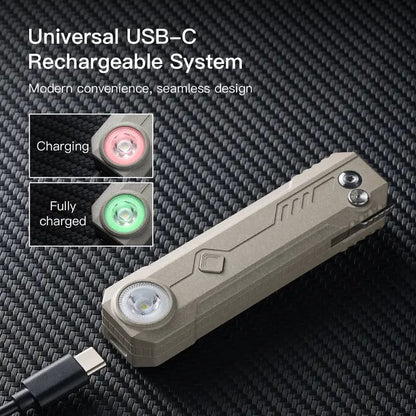 LK 2-in-1 EDC Gear, M390 Blade + USB-C Rechargeable Flashlight
