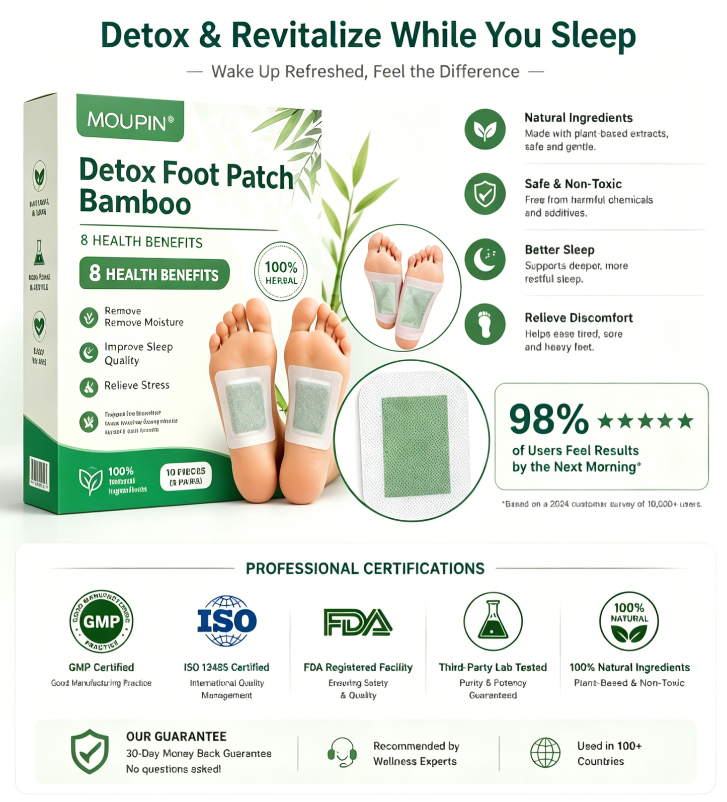Brand New Upgrade🌿 FootPatch 10-Pack – Enhanced Herbal Detox, Weight Control, Sleep Support & Pain Relief