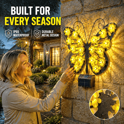 Beautiful Solar Metal Butterfly Garden Light