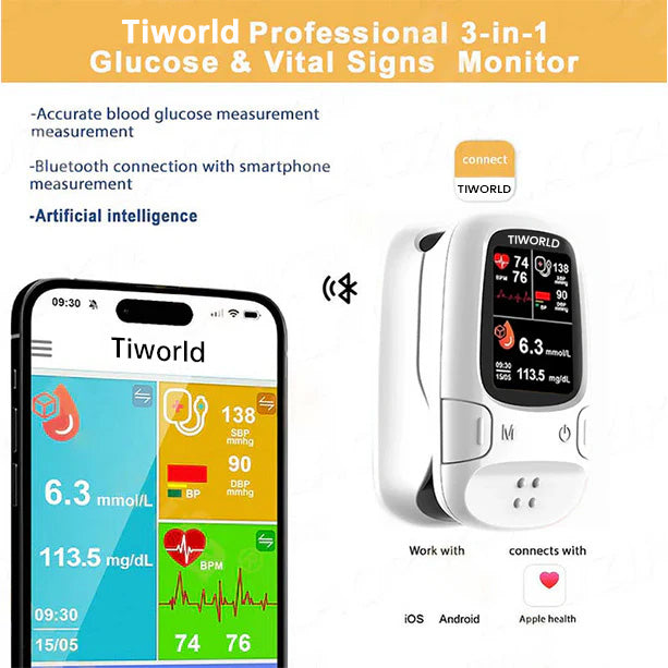 TiworldTM Bloodless Glucose Meter 🩸: High-Accuracy Non-Invasive Monitoring (99.9% Clinical Precision 🎯) ✅