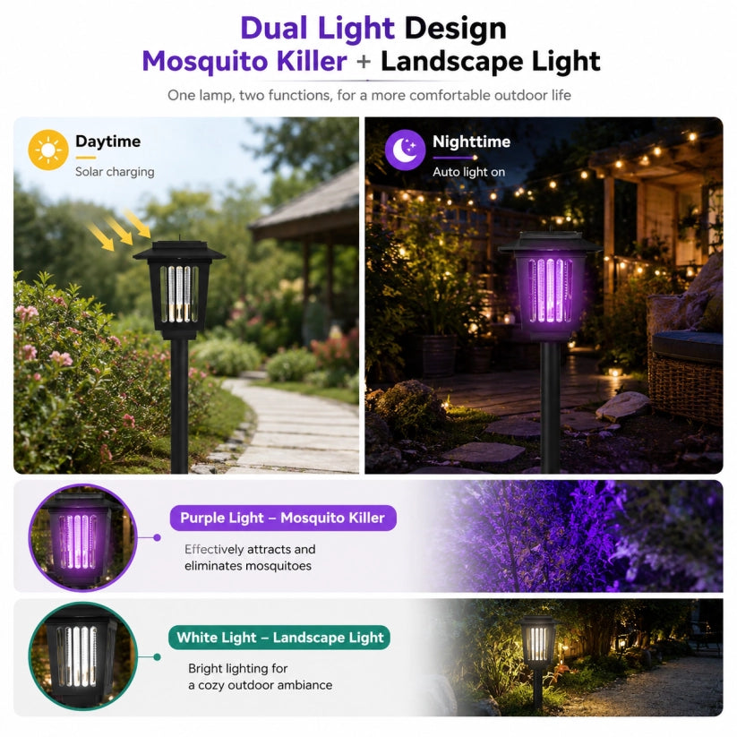 ☀️ Solar Mosquito Zapper | 2-in-1 Bug Killer & Yard Light 🦟